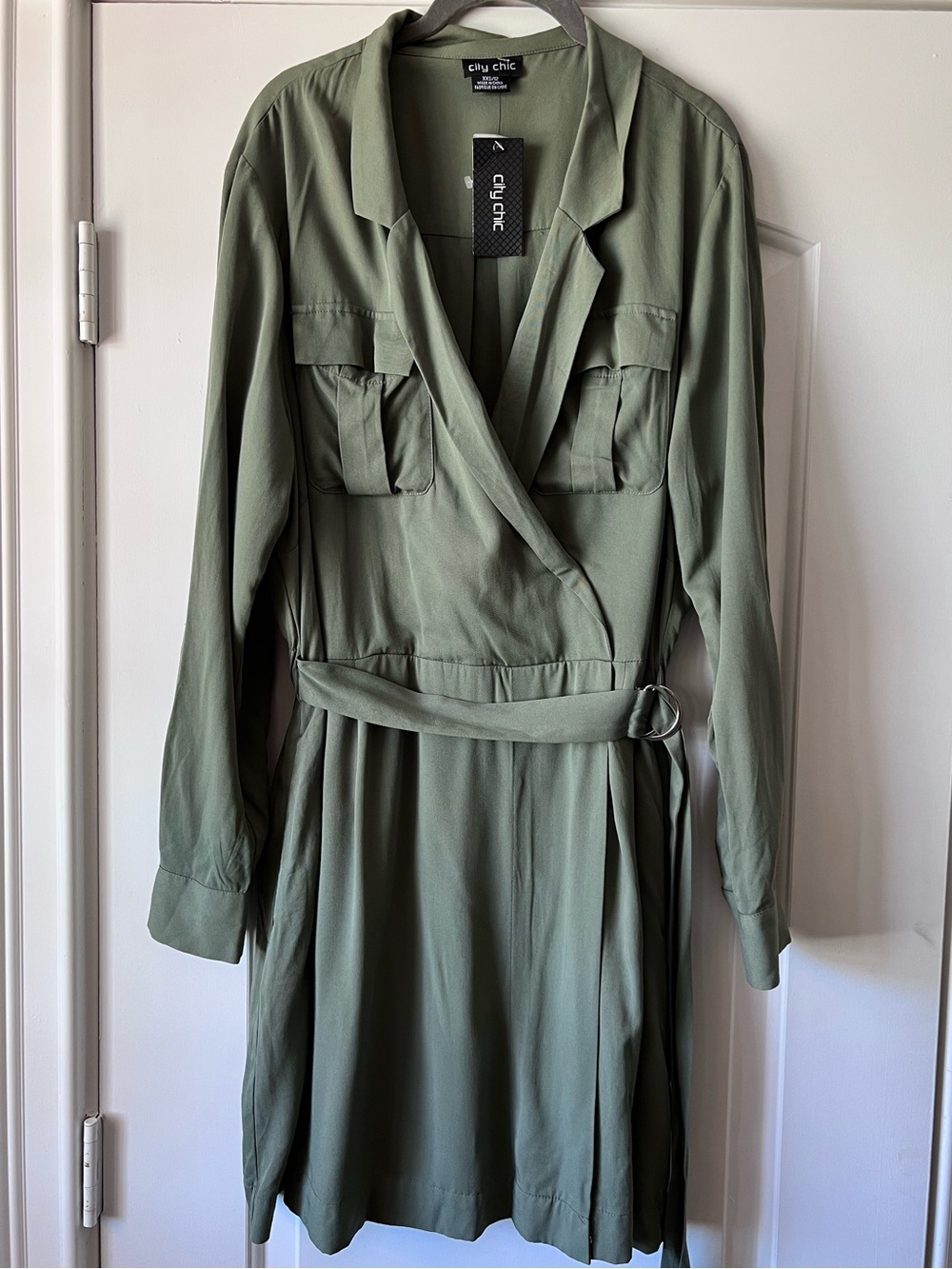 NWT City Chic Olive Green Urban Dress D Ring Belt